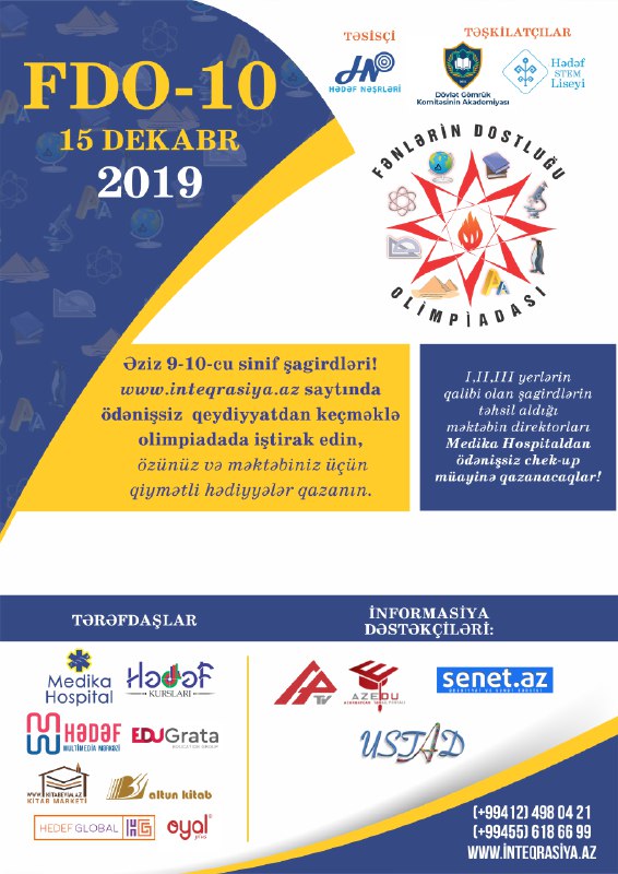 Fənlərin Dostluğu Olimpiadasının 10-cu buraxılışı keçiriləcək